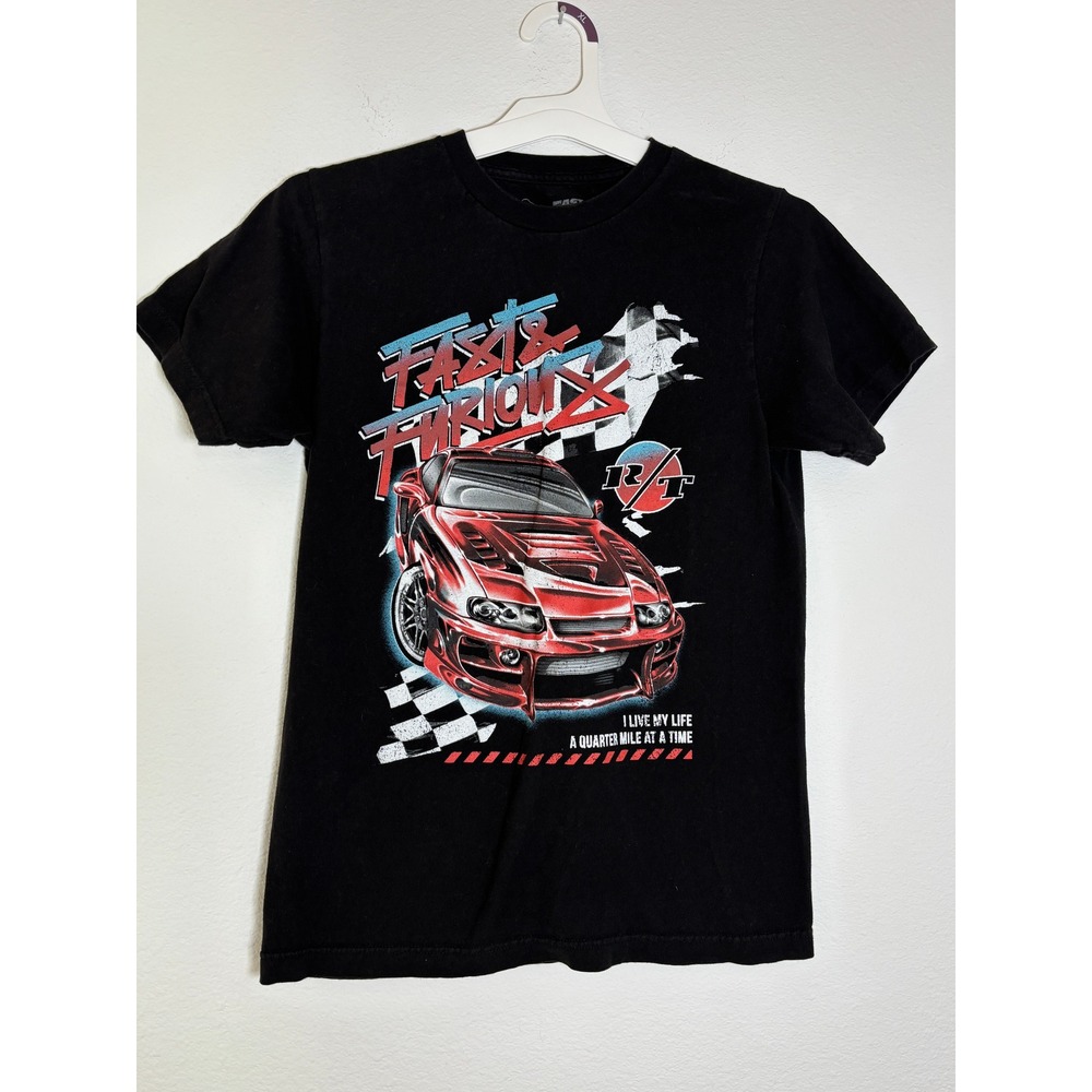 Fast & Furious Graphic T-Shirt Mens Small Black Red Race Car Movie Tee Cotton